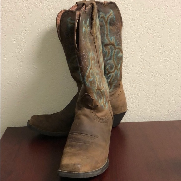 Justin Ladies Stampede Sq. Toe Sorrel Boots - Picture 2 of 7